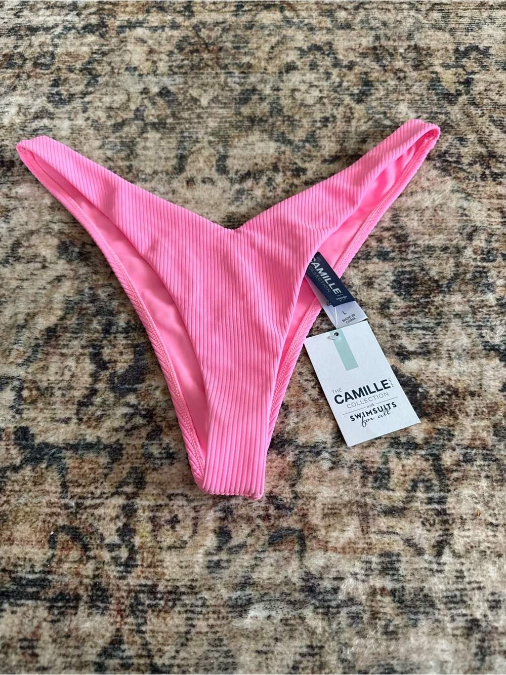 Swimsuits For All Camille Ribbed Hot Pink High-Cut Bikini Bottom